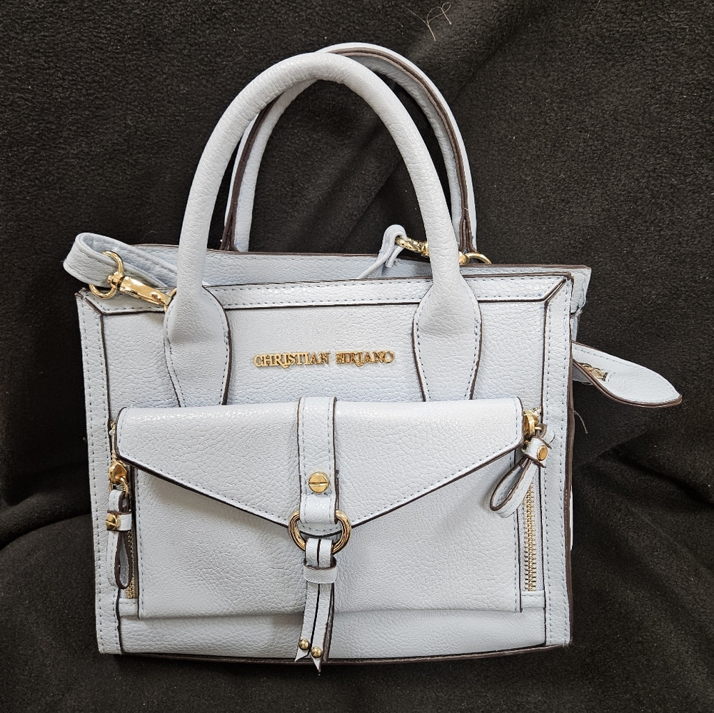 Christian Siriano blue bag